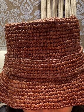 WYETH Raffia Bucket Hat in Brown